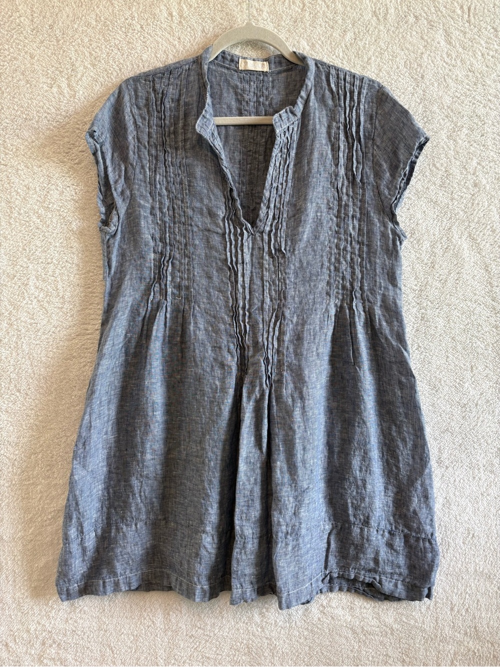 CP Shades Regina Linen Tunic/Mini Dress Blue Chambray Size Medium